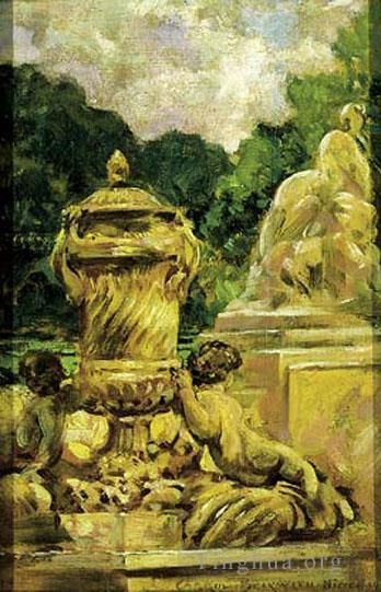 James Carroll Beckwith Peinture à l'huile - Jardin de la Fontaine Aa Nîmes France