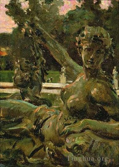 James Carroll Beckwith Peinture à l'huile - Nymphe et Cupidon