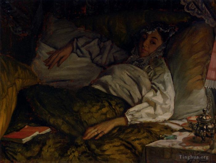 James Tissot Peinture à l'huile - Une dame couchée