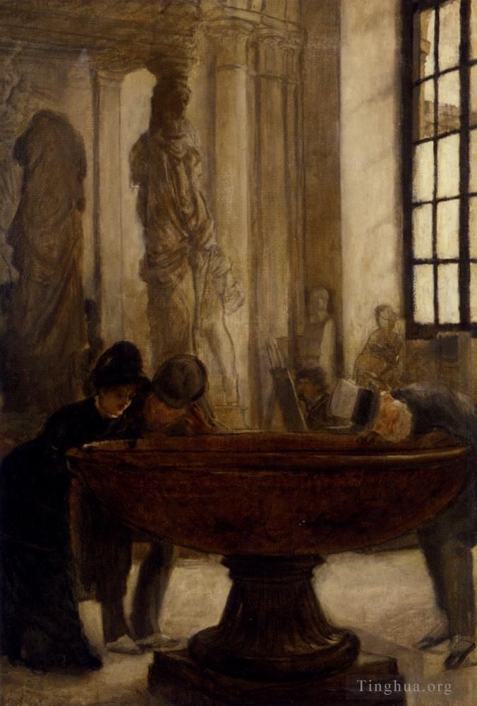James Tissot Peinture à l'huile - Au Louvre