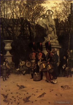 James Tissot œuvres - Battre la retraite dans le jardin des Tuileries