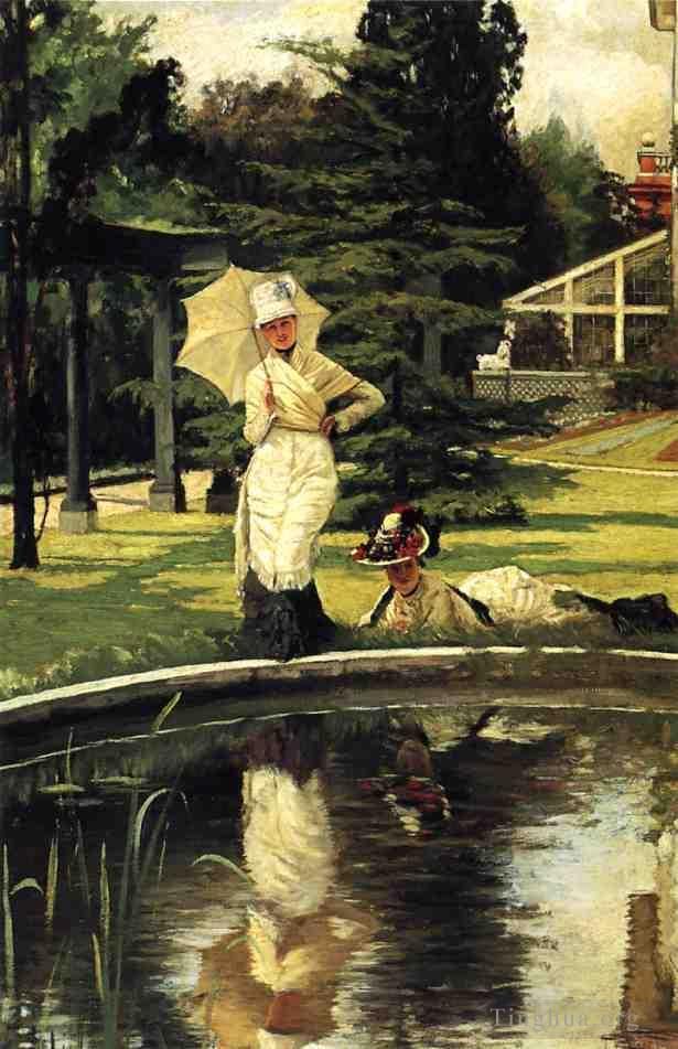James Tissot Peinture à l'huile - Dans un jardin anglais