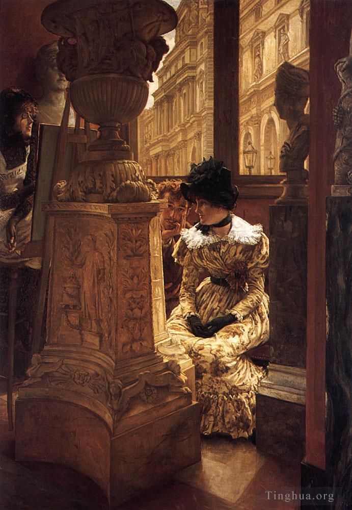 James Tissot Peinture à l'huile - Au Louvre