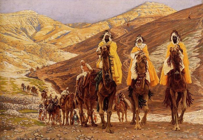 James Tissot Peinture à l'huile - Les rois mages en voyage