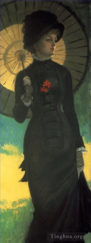 James Tissot Peinture à l'huile - Mme Newton avec un parasol