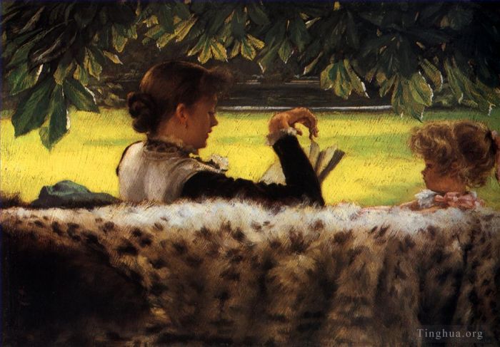 James Tissot Peinture à l'huile - Lire une histoire