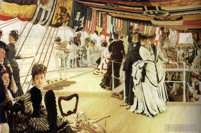 James Tissot Peinture à l'huile - Le bal à bord du navire