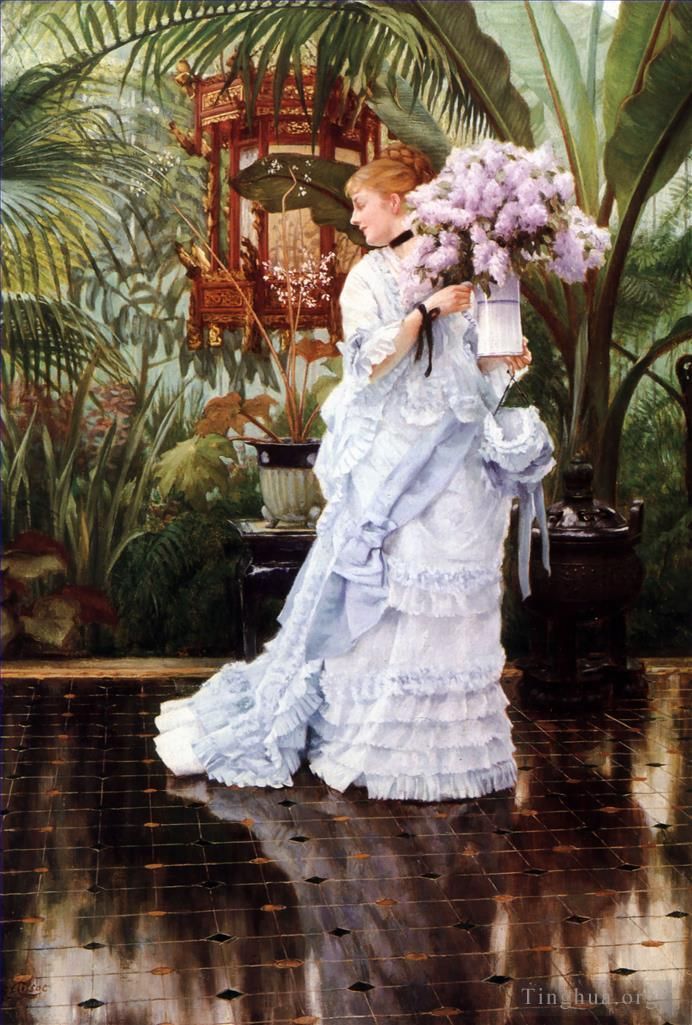 James Tissot Peinture à l'huile - Le bouquet de lilas