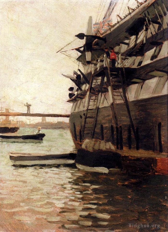 James Tissot Peinture à l'huile - La coque d'un navire de bataille