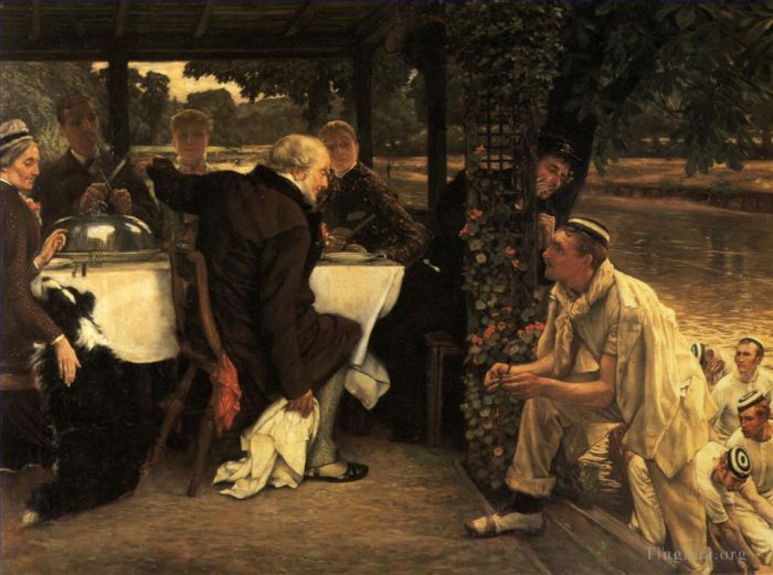 James Tissot Peinture à l'huile - Le fils prodigue Le veau gras