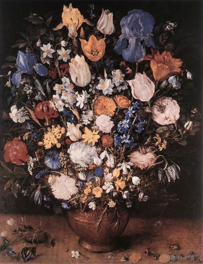 Jan Brueghel the Elder Peinture à l'huile - Bouquet dans un vase en argile