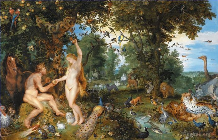 Jan Brueghel the Elder Peinture à l'huile - Le paradis avec le monde d'Adam et Eva