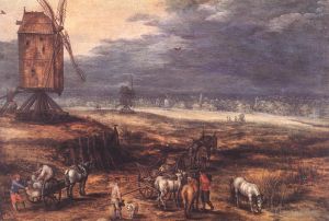 Jan Brueghel the Elder œuvres - Paysage avec moulins à vent