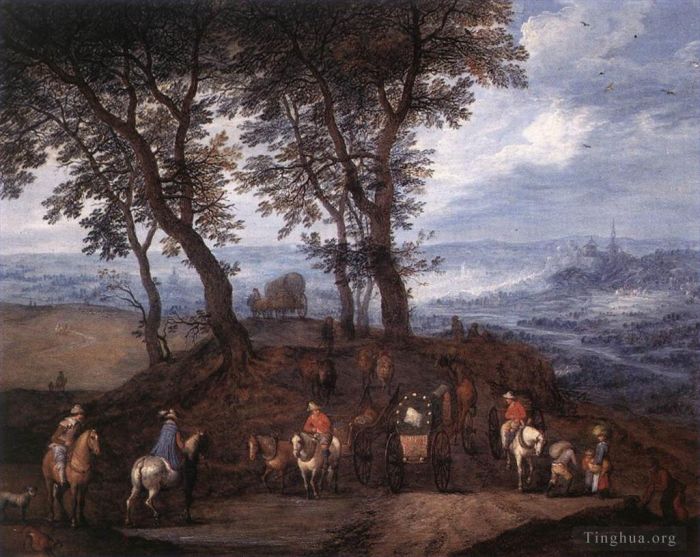 Jan Brueghel the Elder Peinture à l'huile - Voyageurs en route