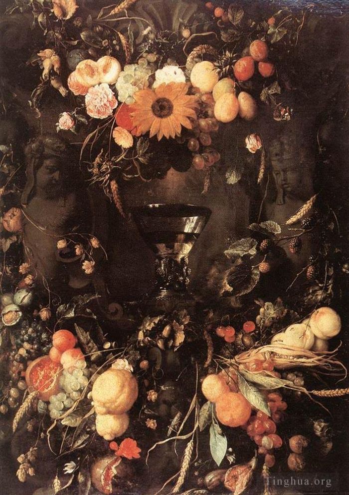 Jan Davidsz de Heem Peinture à l'huile - Nature Morte De Fruits Et De Fleurs