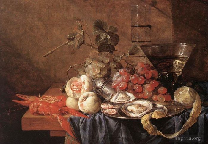 Jan Davidsz de Heem Peinture à l'huile - Fruits Et Morceaux De Mer