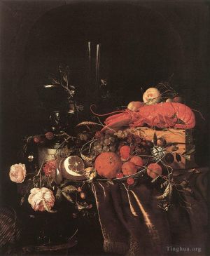 Jan Davidsz de Heem œuvres - Nature morte aux verres de fleurs de fruits et au homard Jan Davidsz de Heem