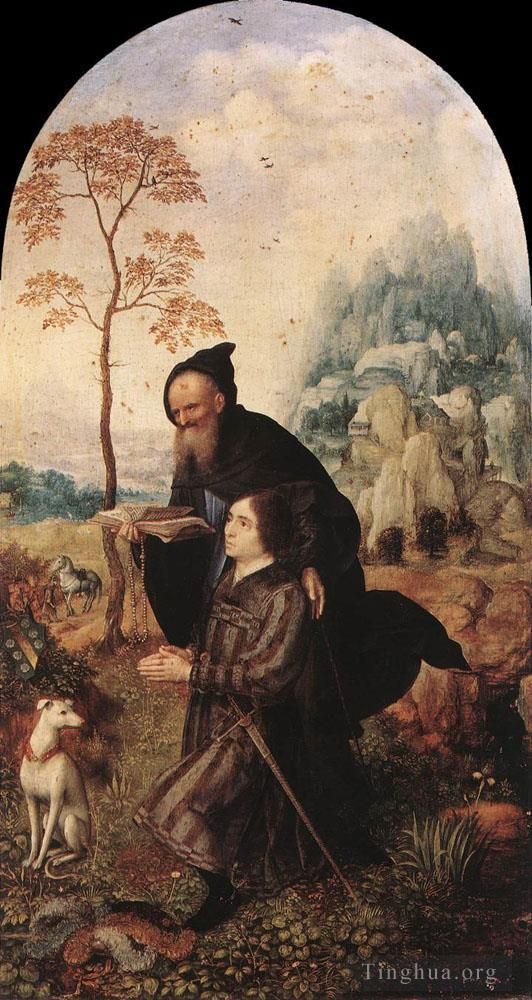 Jan Gossaert Peinture à l'huile - Saint Antoine avec un donateur