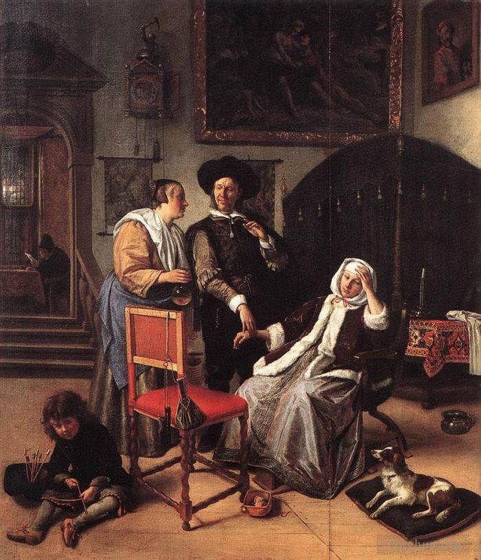 Jan Havickszoon Steen Peinture à l'huile - Visite chez le médecin
