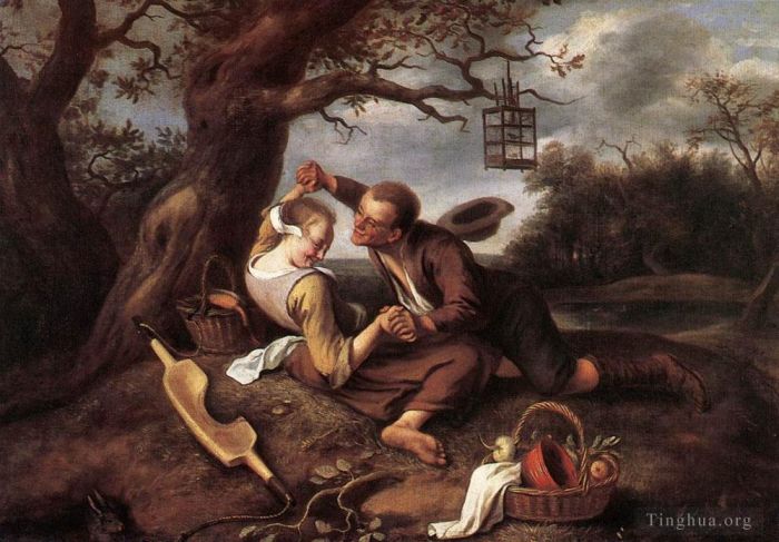 Jan Havickszoon Steen Peinture à l'huile - Joyeux couple