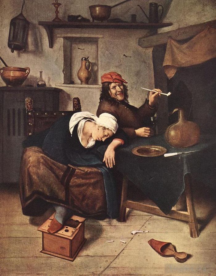 Jan Havickszoon Steen Peinture à l'huile - Le buveur
