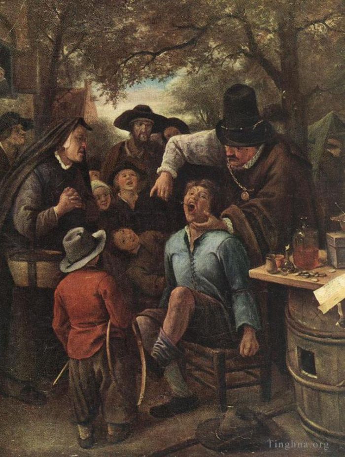 Jan Havickszoon Steen Peinture à l'huile - Le charlatan