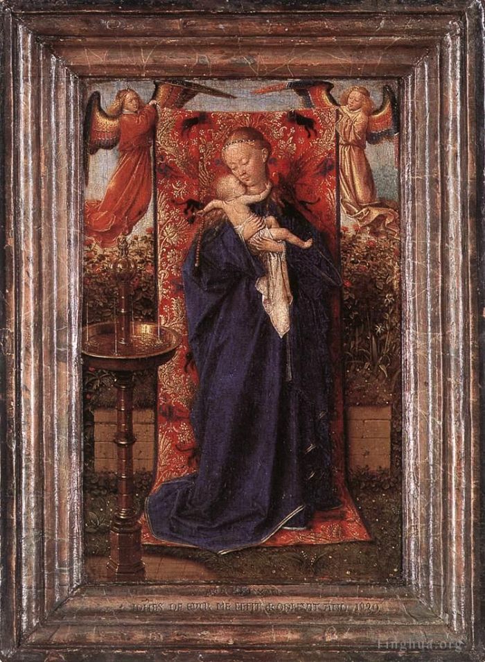 Jan van Eyck Peinture à l'huile - Vierge à l'Enfant à la fontaine
