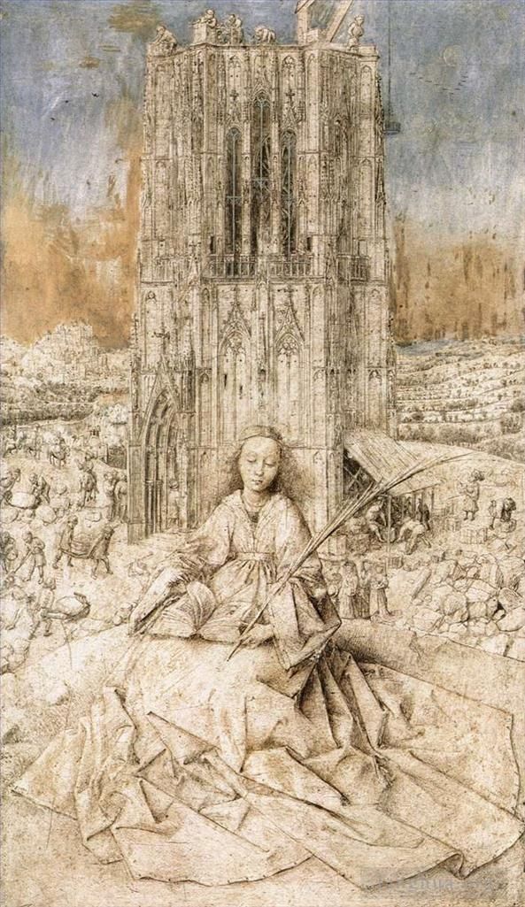 Jan van Eyck Peinture à l'huile - Sainte Barbe