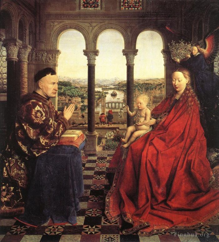 Jan van Eyck Peinture à l'huile - La Vierge du Chancelier Rolin