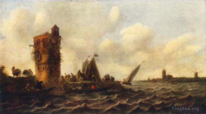 Jan Josephszoon van Goyen Peinture à l'huile - Une vue sur la Meuse près de Dordrecht