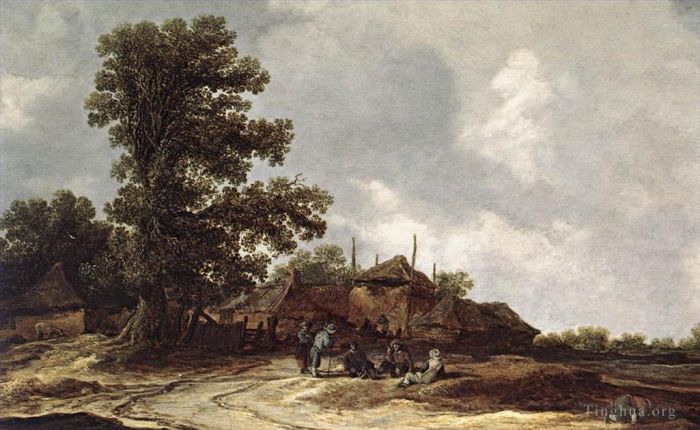 Jan Josephszoon van Goyen Peinture à l'huile - Cour de ferme avec botte de foin