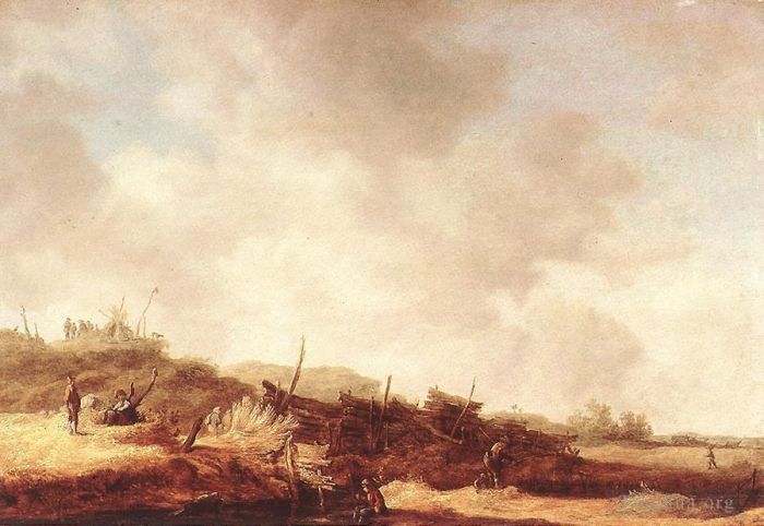 Jan Josephszoon van Goyen Peinture à l'huile - Paysage avec dunes
