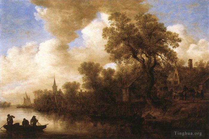 Jan Josephszoon van Goyen Peinture à l'huile - Scène de rivière