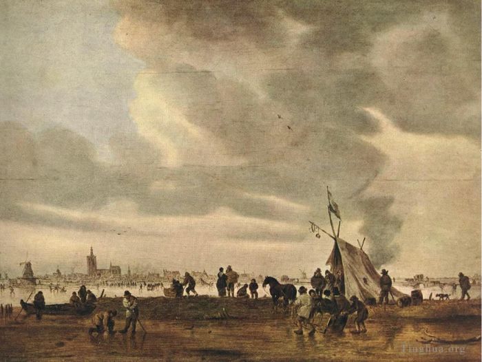 Jan Josephszoon van Goyen Peinture à l'huile - Vue de La Haye en hiver