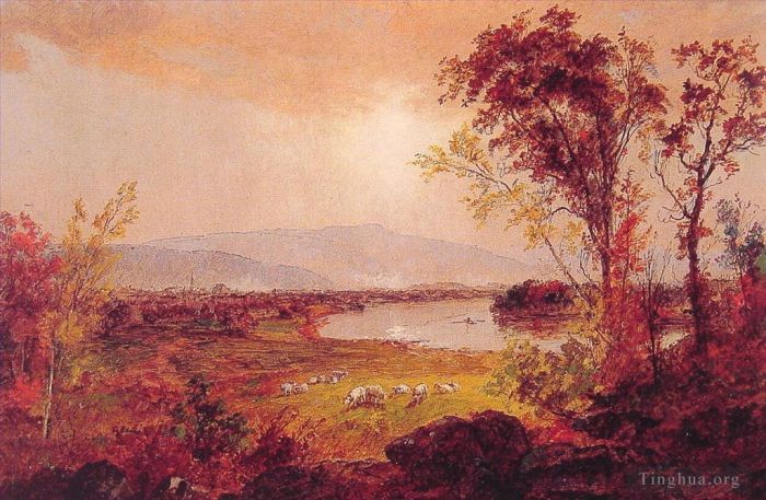 Jasper Francis Cropsey Peinture à l'huile - Un coude dans la rivière