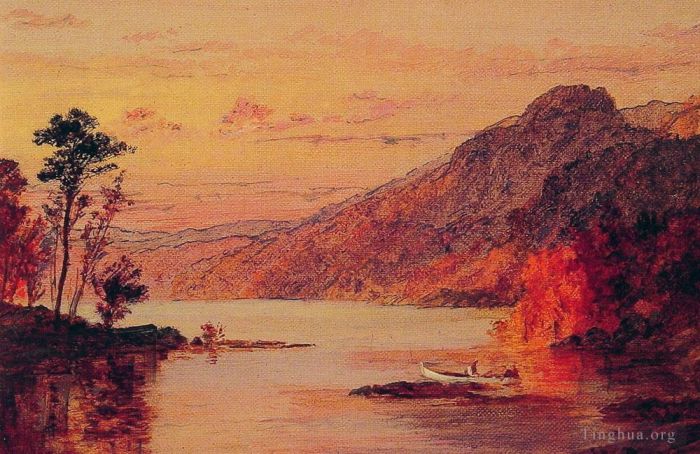 Jasper Francis Cropsey Peinture à l'huile - Scène de lac Montagnes Catskill