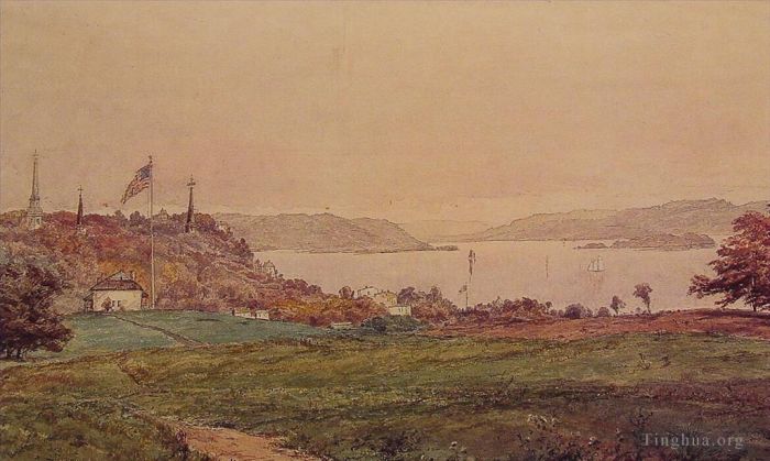 Jasper Francis Cropsey Peinture à l'huile - En regardant vers le nord sur l'Hudson