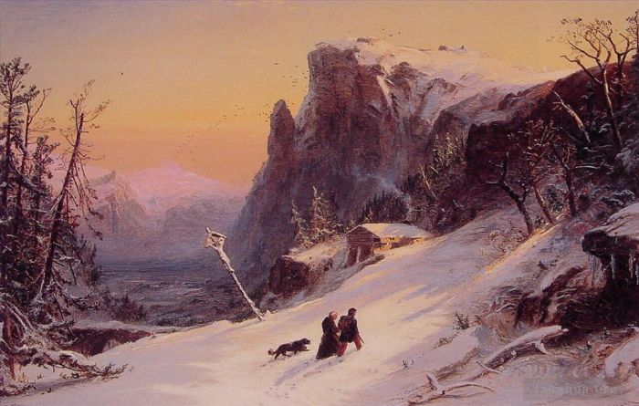 Jasper Francis Cropsey Peinture à l'huile - L'hiver en Suisse