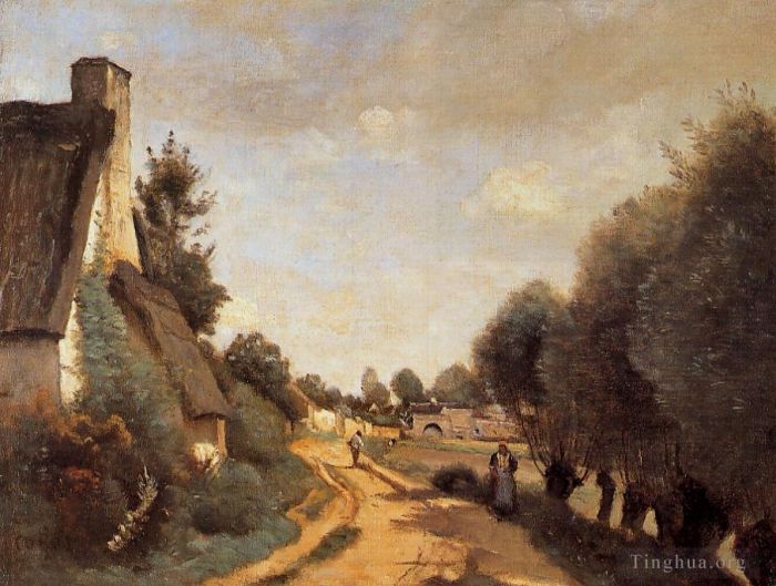 Jean-Baptiste-Camille Corot Peinture à l'huile - Une route près d’Arras
