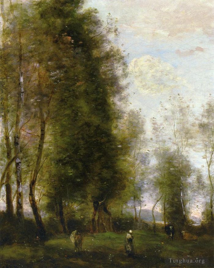 Jean-Baptiste-Camille Corot Peinture à l'huile - Un lieu de repos ombragé alias Le Dormoir