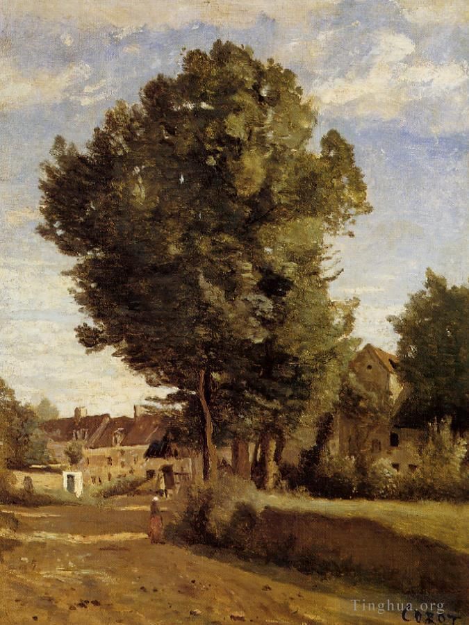 Jean-Baptiste-Camille Corot Peinture à l'huile - Un Village proche de Beauvais