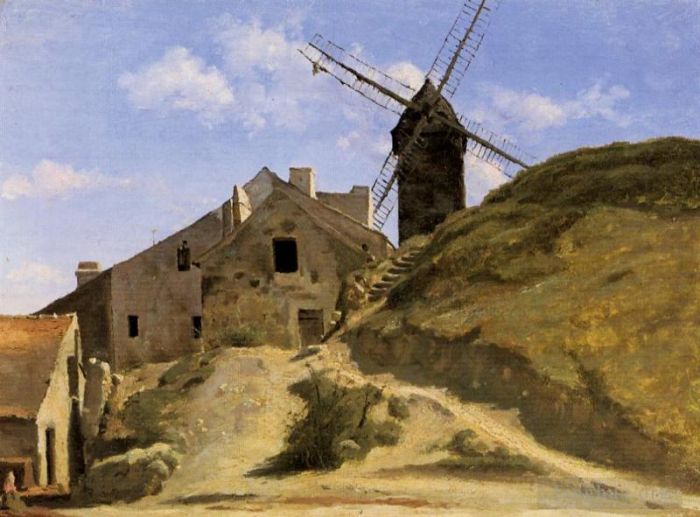 Jean-Baptiste-Camille Corot Peinture à l'huile - Un moulin à vent à Montmartre
