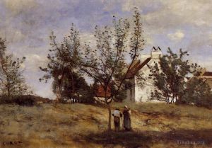 Jean-Baptiste-Camille Corot œuvres - Un verger au moment de la récolte