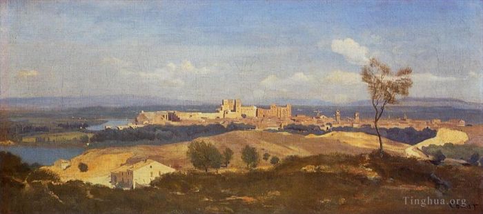 Jean-Baptiste-Camille Corot Peinture à l'huile - Avignon vu de Villenuève les Avignon