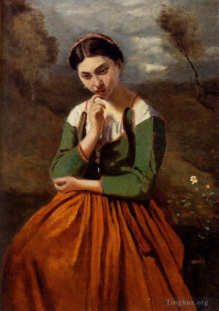 Jean-Baptiste-Camille Corot Peinture à l'huile - Corot La Méditation