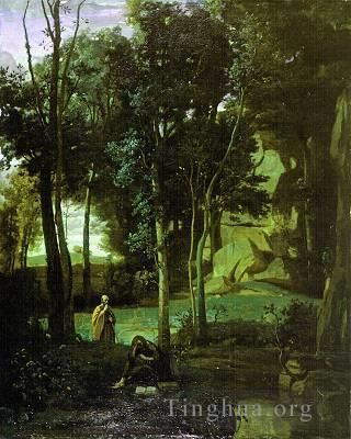 Jean-Baptiste-Camille Corot Peinture à l'huile - Démocrite et Abderiti 1841