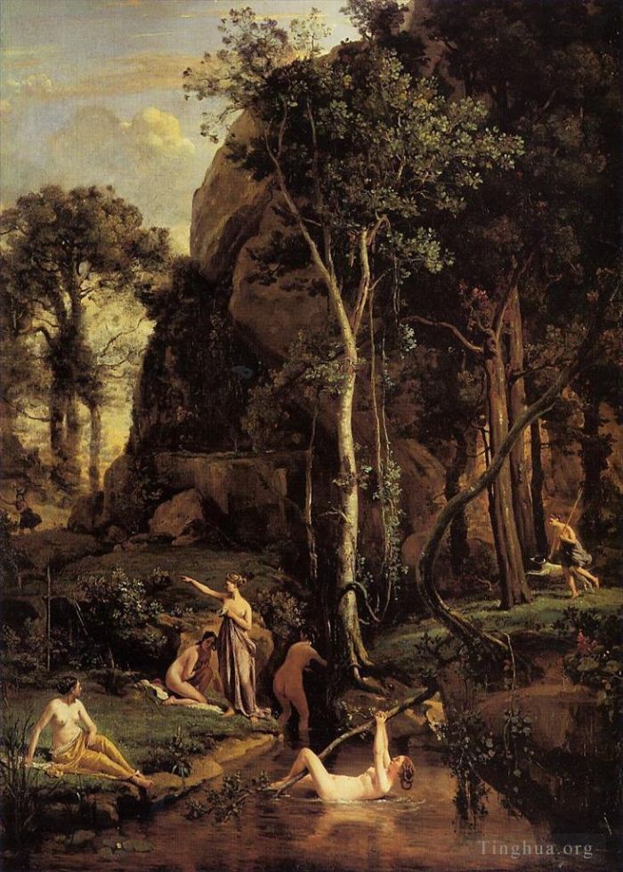 Jean-Baptiste-Camille Corot Peinture à l'huile - Diana surprise à son bain