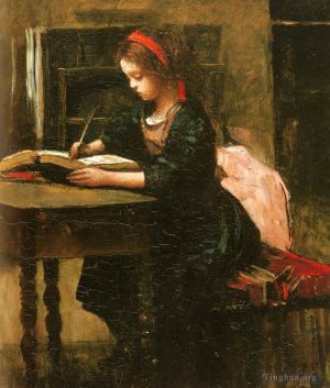 Jean-Baptiste-Camille Corot œuvres - Fillete AL etude En Train D Ecrire