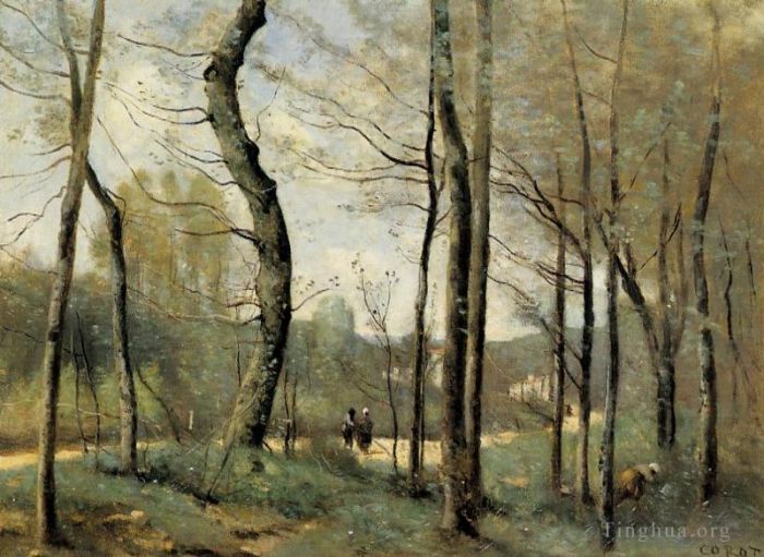 Jean-Baptiste-Camille Corot Peinture à l'huile - Premières feuilles près de Nantes