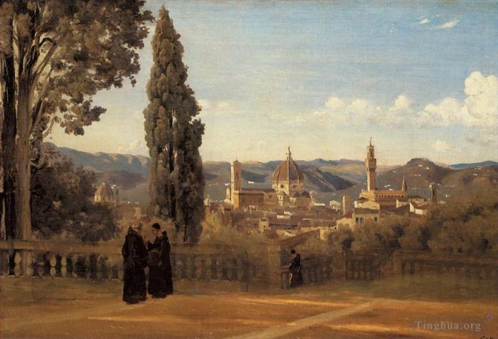 Jean-Baptiste-Camille Corot Peinture à l'huile - Florence Les jardins de Boboli